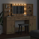 Makeupbord sæt med LED 3 pcs Artisan Egetræ Konstrueret træ