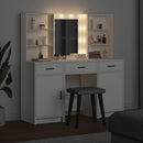 Makeupbord sæt med LED med spejllys 3 pcs Hvid Konstrueret træ