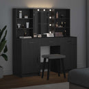 Makeupbord sæt med LED med skuffe 3 pcs Sort eg Konstrueret træ