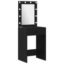 Makeupbord sæt med LED med skuffe 3 pcs Sort eg Konstrueret træ