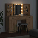 Makeupbord sæt med LED 3 pcs Artisan Egetræ Konstrueret træ