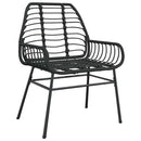 5 dele spisebordssæt til haven polyrattan glas sort