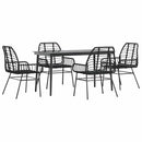 5 dele spisebordssæt til haven polyrattan glas sort