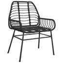 5 dele spisebordssæt til haven polyrattan glas sort