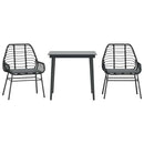3 dele spisebordssæt til haven m. hynder polyrattan glas sort
