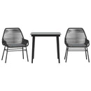 3 dele spisebordssæt til haven m. hynder polyrattan glas sort