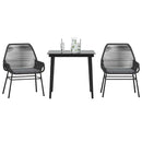 3 dele spisebordssæt til haven m. hynder polyrattan glas sort
