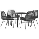 5 dele spisebordssæt til haven m. hynder polyrattan glas sort