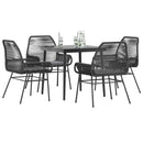 5 dele spisebordssæt til haven m. hynder polyrattan glas sort