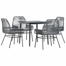 5 dele spisebordssæt til haven med hynder polyrattan glas grå