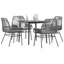 5 dele spisebordssæt til haven med hynder polyrattan glas grå