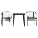 3 dele spisebordssæt til haven polyrattan glas sort
