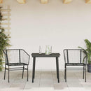 3 dele spisebordssæt til haven polyrattan glas sort