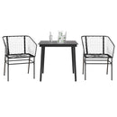 3 dele spisebordssæt til haven polyrattan glas sort
