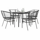 5 dele spisebordssæt til haven polyrattan glas sort