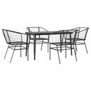 5 dele spisebordssæt til haven polyrattan glas sort