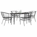 5 dele spisebordssæt til haven polyrattan glas sort