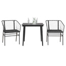 3 dele spisebordssæt til haven m. hynder polyrattan glas sort