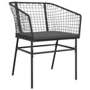 5 dele spisebordssæt til haven m. hynder polyrattan glas sort