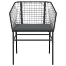 5 dele spisebordssæt til haven m. hynder polyrattan glas sort