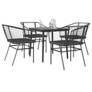 5 dele spisebordssæt til haven m. hynder polyrattan glas sort