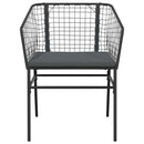 5 dele spisebordssæt til haven m. hynder polyrattan glas sort