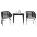 3 dele spisebordssæt til haven m. hynder polyrattan glas sort
