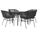 5 dele spisebordssæt til haven m. hynder polyrattan glas sort