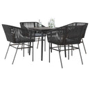5 dele spisebordssæt til haven m. hynder polyrattan glas sort