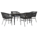 5 dele spisebordssæt til haven m. hynder polyrattan glas sort