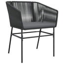 5 dele spisebordssæt til haven m. hynder polyrattan glas sort