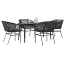 5 dele spisebordssæt til haven m. hynder polyrattan glas sort