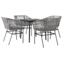 5 dele spisebordssæt til haven med hynder polyrattan glas grå