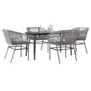 5 dele spisebordssæt til haven med hynder polyrattan glas grå