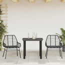 3 dele spisebordssæt til haven polyrattan glas sort