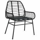 5 dele spisebordssæt til haven polyrattan glas sort