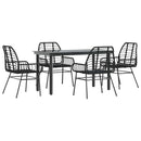 5 dele spisebordssæt til haven polyrattan glas sort