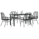 5 dele spisebordssæt til haven polyrattan glas sort