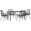 5 dele spisebordssæt til haven polyrattan glas sort
