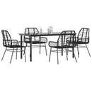 5 dele spisebordssæt til haven polyrattan glas sort