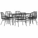 7 dele spisebordssæt til haven polyrattan glas sort