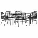 7 dele spisebordssæt til haven polyrattan glas sort