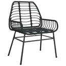 9 dele spisebordssæt til haven polyrattan glas sort