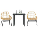3 dele spisebordssæt til haven polyrattan glas brun