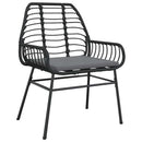 3 dele spisebordssæt til haven m. hynder polyrattan glas sort