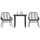 3 dele spisebordssæt til haven m. hynder polyrattan glas sort