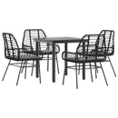 5 dele spisebordssæt til haven m. hynder polyrattan glas sort