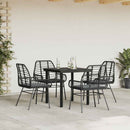 5 dele spisebordssæt til haven m. hynder polyrattan glas sort