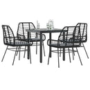5 dele spisebordssæt til haven m. hynder polyrattan glas sort