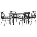 5 dele spisebordssæt til haven m. hynder polyrattan glas sort